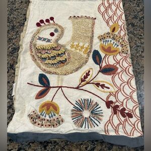 Fall Pier 1 Table Runner embroidered w/birds 70”
